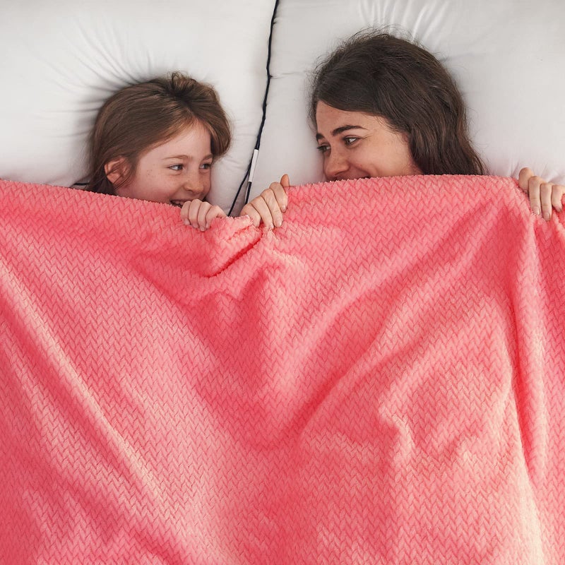 NEWCOSPLAY Super Soft Twin Blanket Coral Pink Premium Silky Flannel Fleece Leaves Pattern Lightweight Bed Blanket All Season Use (Coral Pink  Twin(60""x80"")) - Image 2