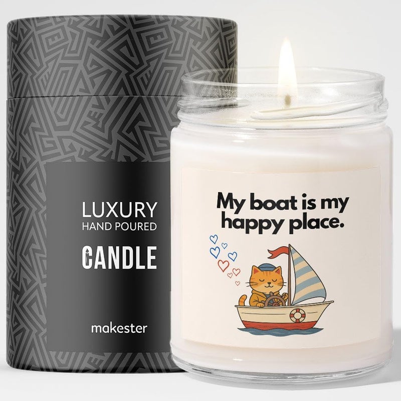 Makester Boat Owner Gift - Luxury Soy Wax Candle - Vanilla, Jasmine, Sugared Almond - Makester - Image 1
