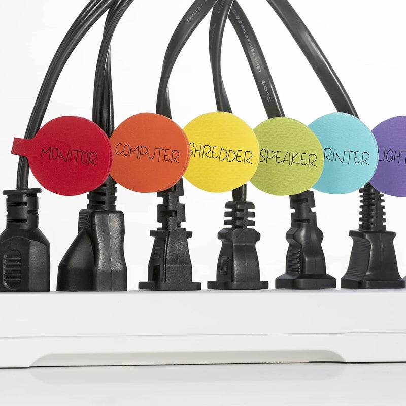 Wrap-It Storage Cable Labels - - Circles, Multi-Color (36-Pack) - Color Coded Labels for Organizing, Wire Tags Write on Surface for Labels for Charging Cords and Electronics - Image 4