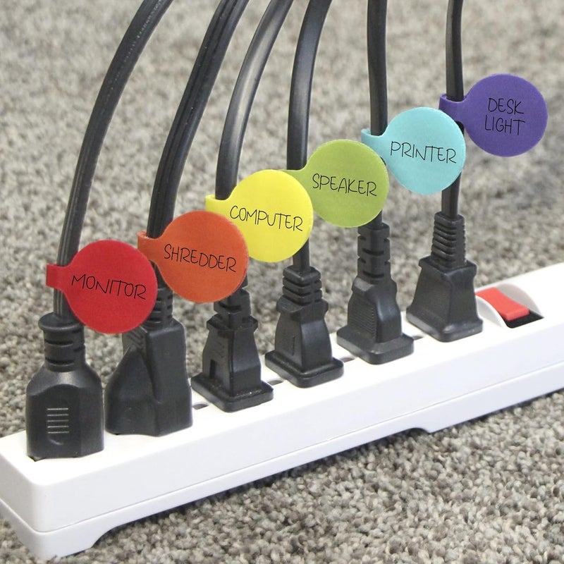 Wrap-It Storage Cable Labels - - Circles, Multi-Color (36-Pack) - Color Coded Labels for Organizing, Wire Tags Write on Surface for Labels for Charging Cords and Electronics - Image 2