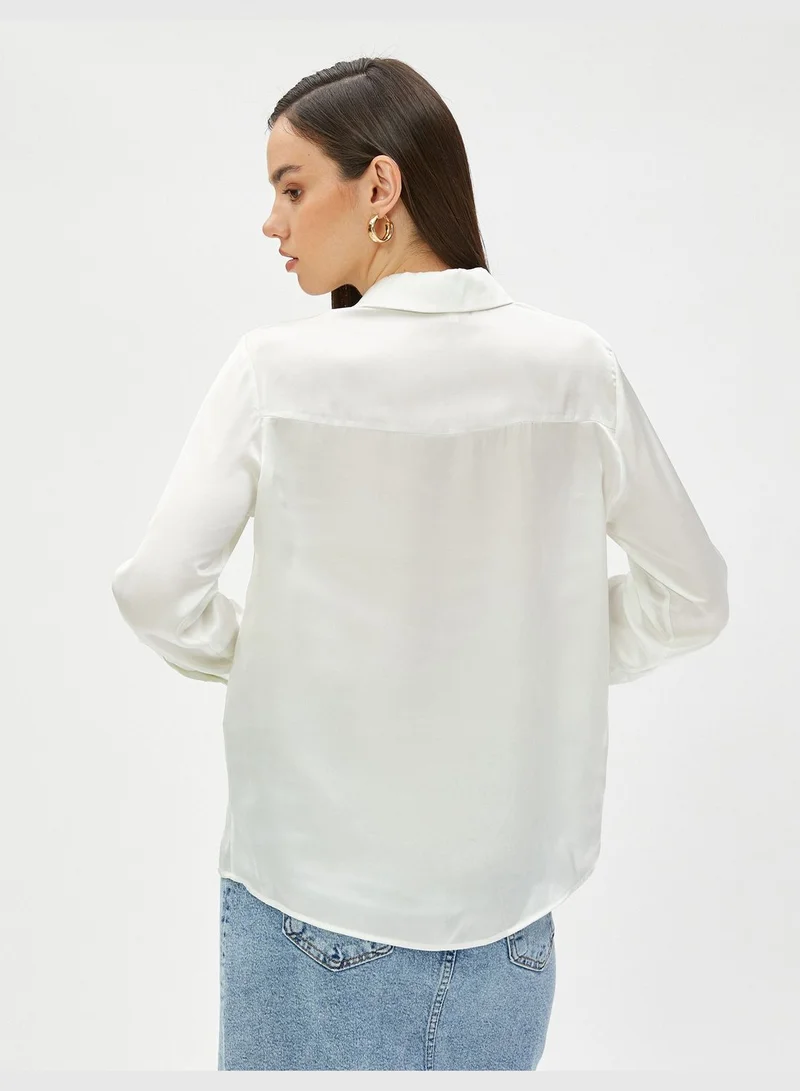 KOTON Long Sleeve Button Satin Shirt