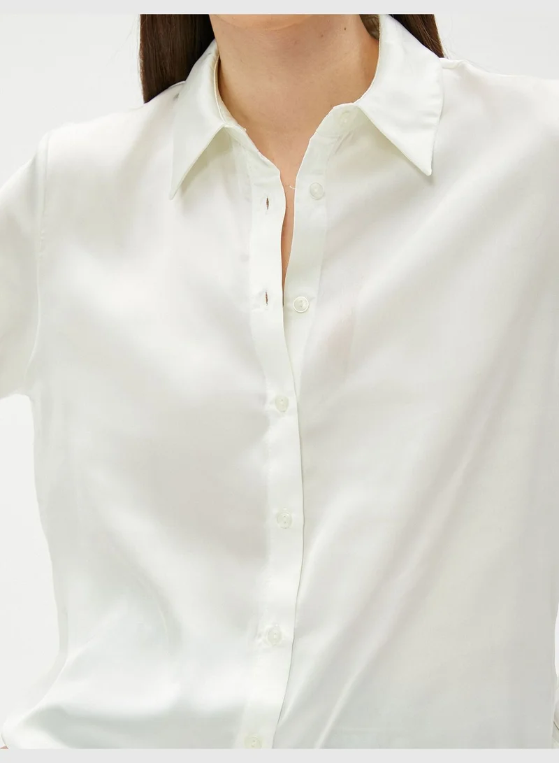 KOTON Long Sleeve Button Satin Shirt