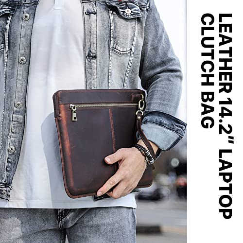 CONTACTS Crazy Horse Cowhide Leather 14.2" Laptop Case Slim 14" x 10" Briefcase Compatible with MacBook Pro 14" Large Document Bag Notary Bag - Image 2