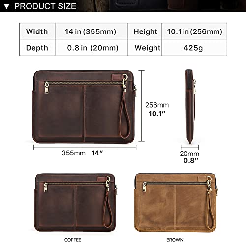 CONTACTS Crazy Horse Cowhide Leather 14.2" Laptop Case Slim 14" x 10" Briefcase Compatible with MacBook Pro 14" Large Document Bag Notary Bag - Image 3