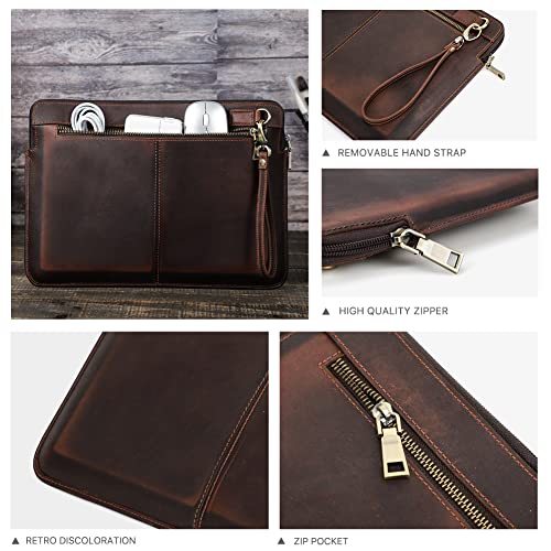 CONTACTS Crazy Horse Cowhide Leather 14.2" Laptop Case Slim 14" x 10" Briefcase Compatible with MacBook Pro 14" Large Document Bag Notary Bag - Image 5