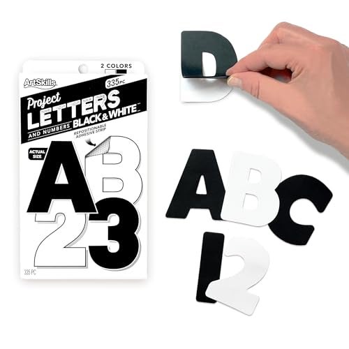 ArtSkills Poster Letters 2.5” Paper Letters for Poster Board Projects, Classroom Bulletin Boards, Sign Making Supplies, Black & White, 335 Pieces - Image 1