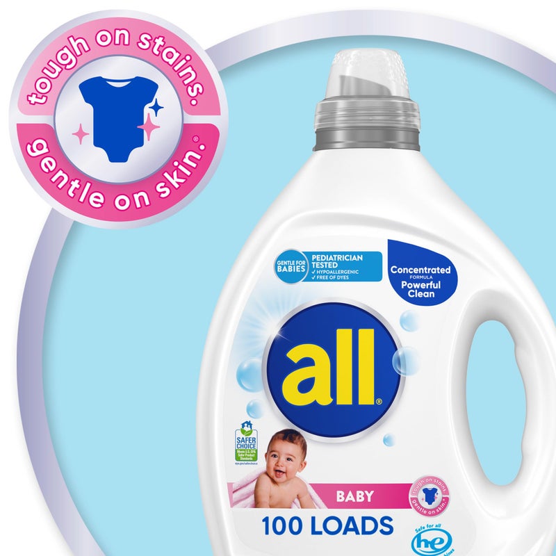 all Baby, Gentle for Baby, Liquid Laundry Detergent, Hypoallergenic for Sensitive Skin, Concentrated, 75oz, 100 Loads - Image 3