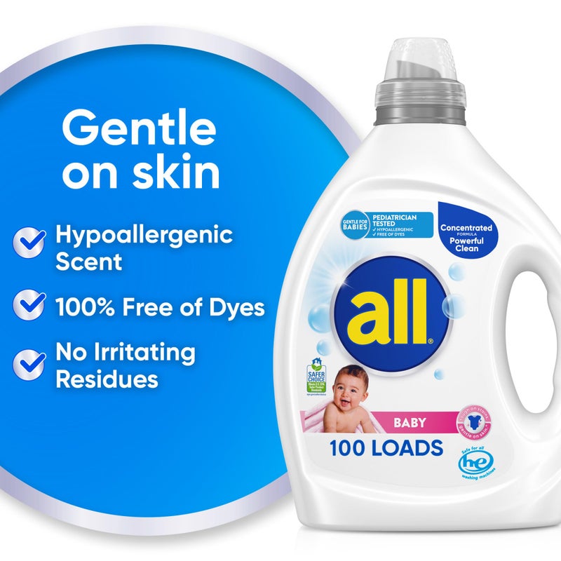 all Baby, Gentle for Baby, Liquid Laundry Detergent, Hypoallergenic for Sensitive Skin, Concentrated, 75oz, 100 Loads - Image 4