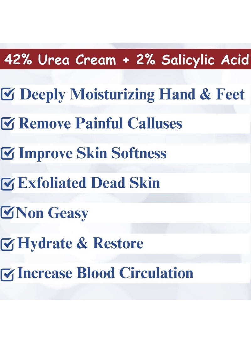 ARTKEN - 42% Urea Cream Plus 2% Salicylic Acid Cream for Cracked Feet Hands Callus Remover Hand Cream Foot Cream for Cracked Foot Heels Elbows Nails Knees Skin Moisturizer Urea Lotion with Maximum Strength 50G - Image 1