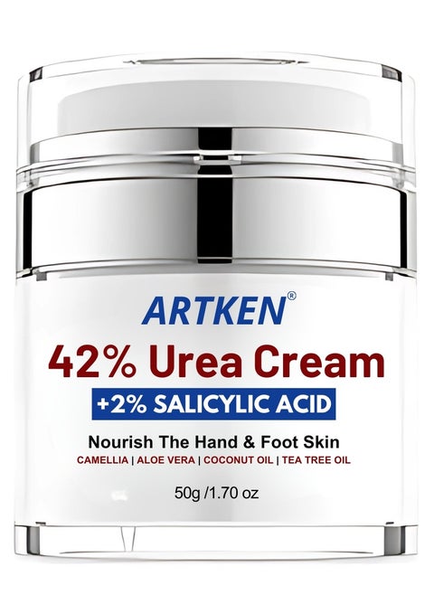 42% Urea Cream Plus 2% Salicylic Acid Cream for Cracked Feet Hands Callus Remover Hand Cream Foot Cream for Cracked Foot Heels Elbows Nails Knees Skin Moisturizer Urea Lotion with Maximum Strength 50G