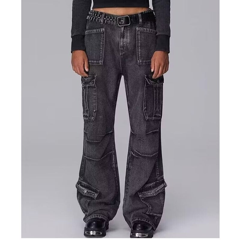 Unisex Classic Denim Jeans Loose Fit Daily Outdoor Wear - Image 3