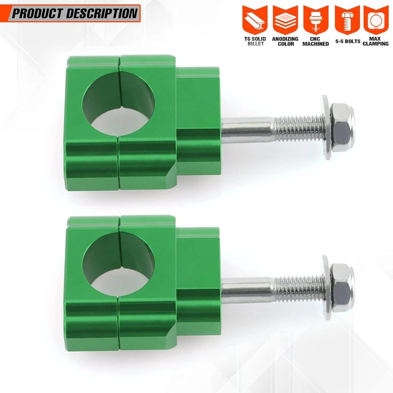 Fewfuss Universal Dirt Bike Handlebar Mounts - Motorcycle Handlebar Riser Mounting Kit 1-1/8" Green - Image 5