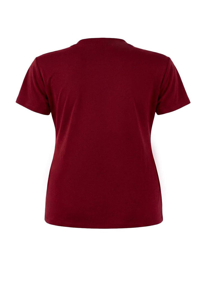 trendyol Burgundy Mock Neck Shirred Sandy Knitted Plus Size Blouse Tbbaw26Af00053 - Image 5