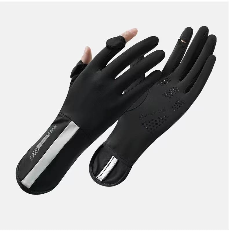 ZURATO Hand Gloves for Bike Riding for Women Sun Protection & Anti-Skid, Breathable, Open Finger Touch Screen, Driving, Cycling, Summer Cooling (Black, Hand Gloves) - Image 1