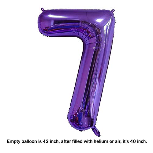 MoMo Balloon 40 Inch Jumbo Purple Number 7 Balloon Giant Balloons Prom Balloons Helium Foil Mylar Huge Number Balloons for Birthday Party Decorations/Wedding/Anniversary - Image 2