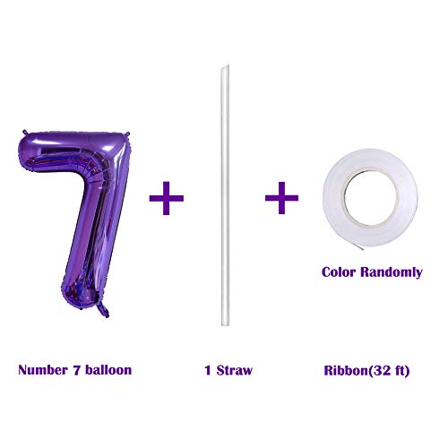 MoMo Balloon 40 Inch Jumbo Purple Number 7 Balloon Giant Balloons Prom Balloons Helium Foil Mylar Huge Number Balloons for Birthday Party Decorations/Wedding/Anniversary - Image 3