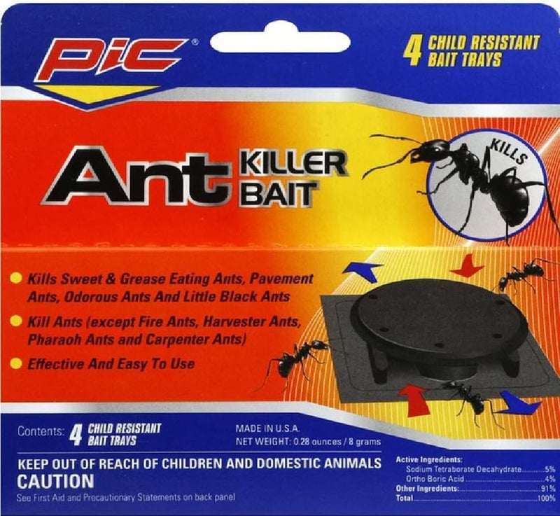 PIC Ant Killer Bait - 4 Child Resistant Bait Trays for Effective Ant Control - Image 1