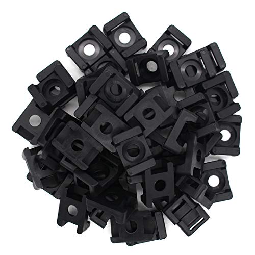 OLIREXD (100 Of Pack) Black 9mm Cable Tie Mount Base Saddle Type Mount Screw Wire Bundle Holder Base Holder Width Cable Large Size 0.75 inch - Image 1