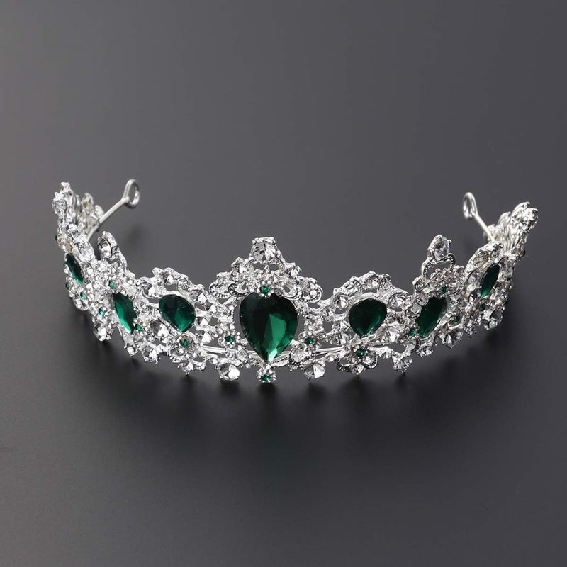 cheekyglo Tiara Crown for Women,Rhinestone Queen Crowns Wedding Tiaras Crowns Headband (Green) - Image 2
