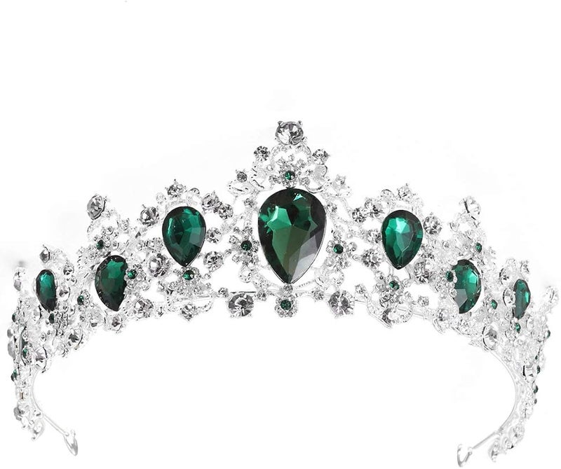 cheekyglo Tiara Crown for Women,Rhinestone Queen Crowns Wedding Tiaras Crowns Headband (Green) - Image 1