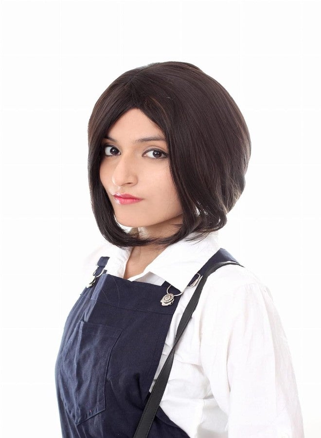 Ritzkart 16 Inch Short Straight Hair Black With Golden Highlight Synthetic Glueless Hair Wig For Women - Image 2