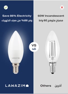 LAWAZIM 5W LED Candle C37 E14 -6 Piece 6500K Daylight- Energy Saving 35W Equivalent Non-Dimmable Lightbulbs with 400 Lumens and a Lifespan of 15,000 Hours - Ideal for Chandeliers and Wall Sconces  - Image 5