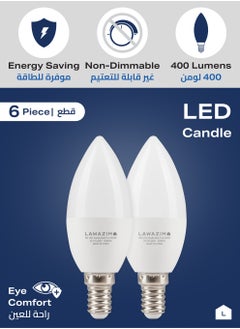 LAWAZIM 5W LED Candle C37 E14 -6 Piece 6500K Daylight- Energy Saving 35W Equivalent Non-Dimmable Lightbulbs with 400 Lumens and a Lifespan of 15,000 Hours - Ideal for Chandeliers and Wall Sconces  - Image 3