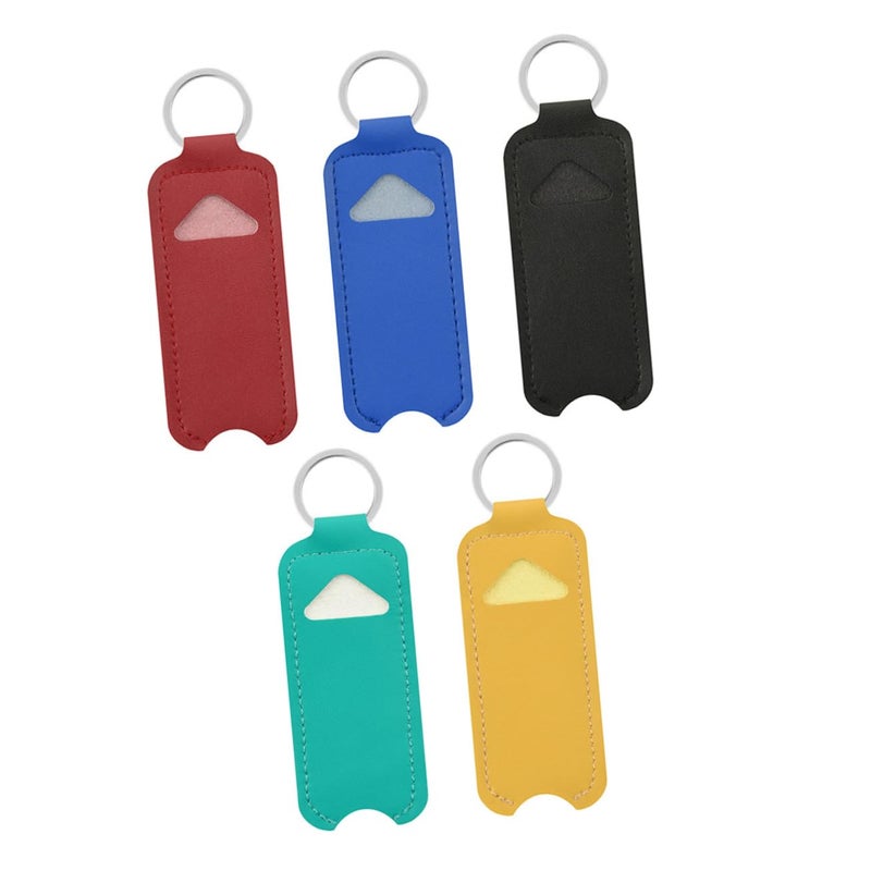 5Pcs Portable Pu Leather Lipstick Holder Keychain Pouch Set For Lip Balm Lip Gloss Storage - Image 2