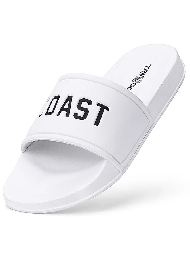Take Two Men White Slide Sandals