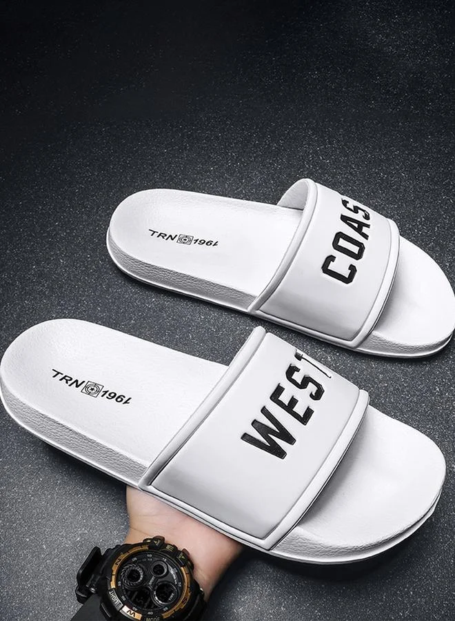 Take Two Men White Slide Sandals