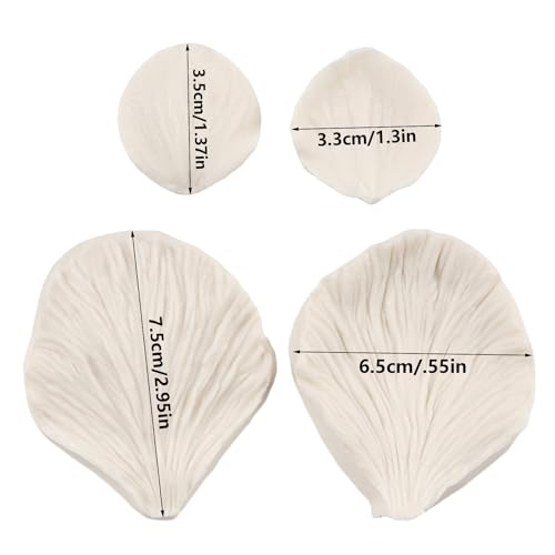 FCKEMLDS Gumpaste Flower Silicone Veining Mold Peony Veined Petal Fondant Mold Gum Paste Peony Flower Mold for Cake Decoration Cupcake Topper Chocolate Candy Polymer Clay Gum Paste Set of 2 - Image 3