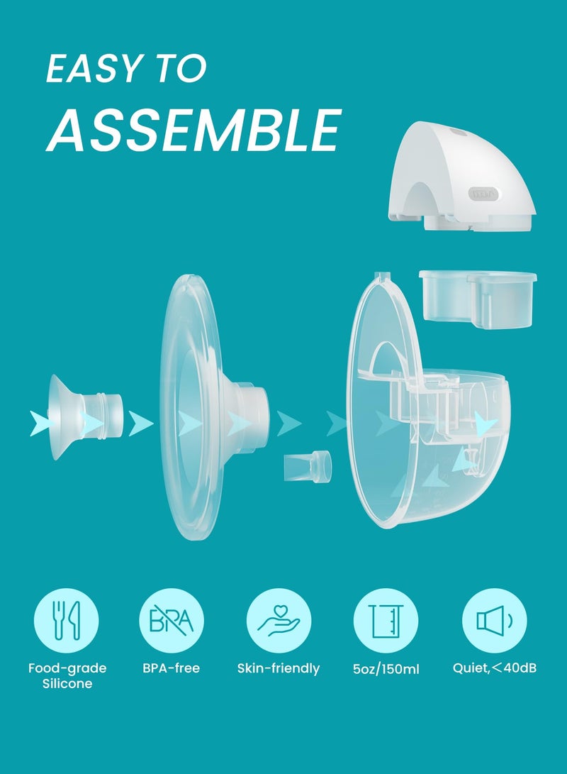 Paruu Hands Free Breast Pump P16, Wearable Breast Pump Electirc Portable with 4 Modes & 12 Levels, Max 309mmHg Strong Suction 19/21/24mm Flange Inserts Wearable Breastfeeding Pump, 2 Pack White - Image 3