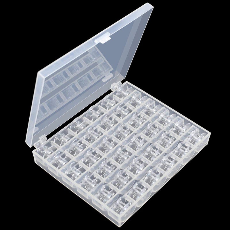 36 Pcs Transparent Plastic Sewing Machine Bobbins with Case for Janome Brother Singer Babylock Sewing Machine Class 15 Bobbins Spools with Storage Box for Juki Pfaff Elna Machine Christmas Gift