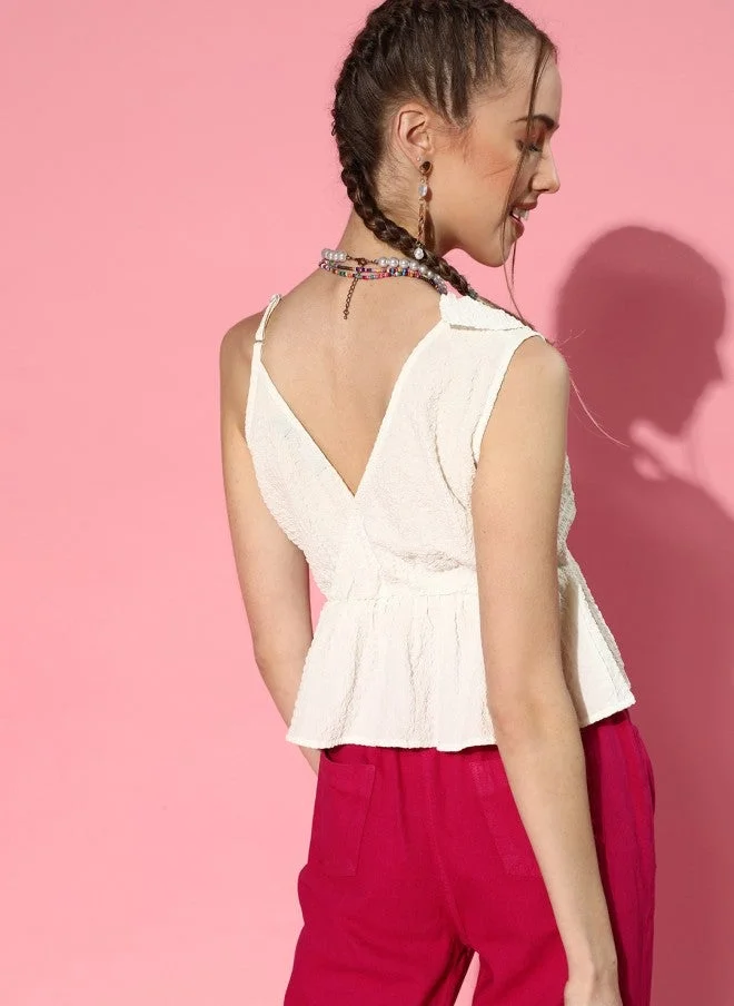 Sassafras  White One Shoulder Ruffles Empire Top for Women for Women | Best Price UAE