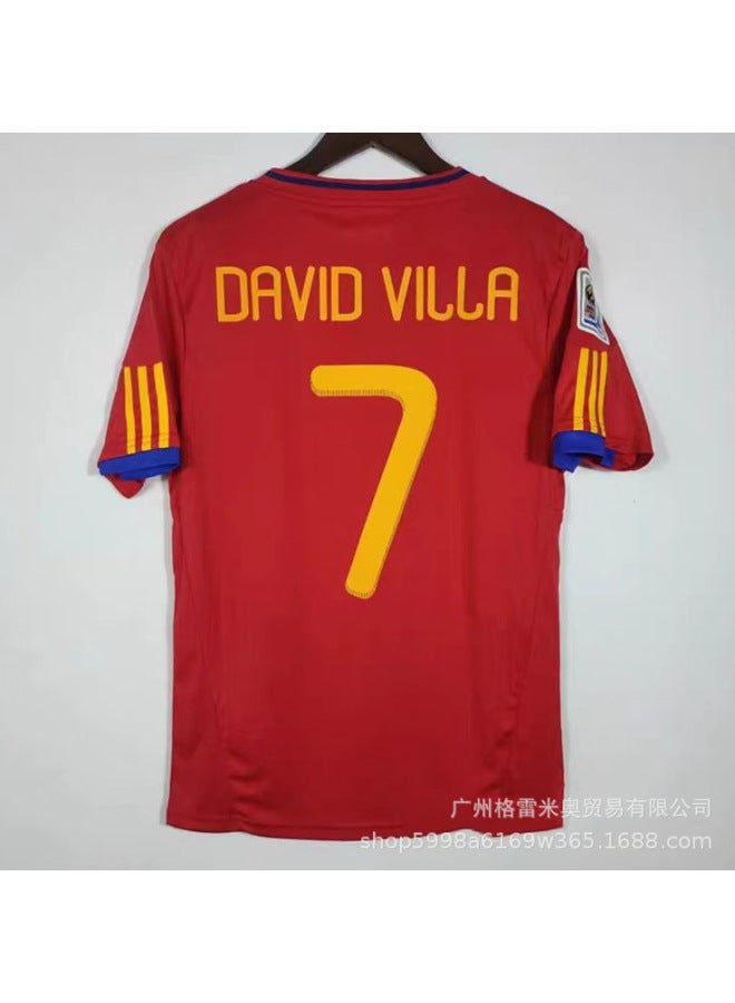2010 Spain Home No. 7 + Armband Football Jersey - Image 1