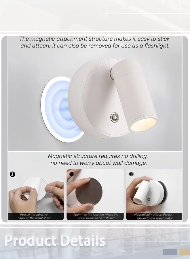 Maya Battery Operated Wall Sconces,LED Touch Control Dimmable Wireless Wall Lights,360 Rotatable Rechargeable Wall Lamp,Portable Magnetic Reading Light for Bedroom Living Room - Image 4