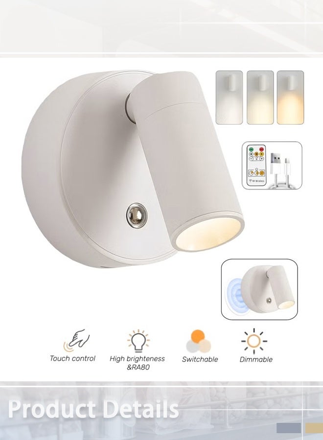 Maya Battery Operated Wall Sconces,LED Touch Control Dimmable Wireless Wall Lights,360 Rotatable Rechargeable Wall Lamp,Portable Magnetic Reading Light for Bedroom Living Room - Image 2
