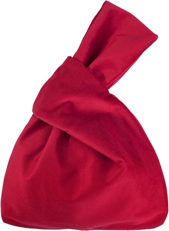 Birdbrid Wrist Bag Japanese Knot Purse, Soft Velvet Handbag for Women, Elegant Evening Pouch with Tassel, Small Makeup, Cash & Card Storage Bag, Red - Image 1