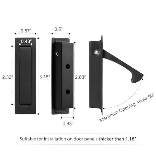 Malimali Pocket Door Pull Handle, Edge Pull, Stainless Steel Pocket Door Hardware Recessed Sliding Door Pulls Finger Flush Pull (Matte Black, 1 Pack) - Image 2