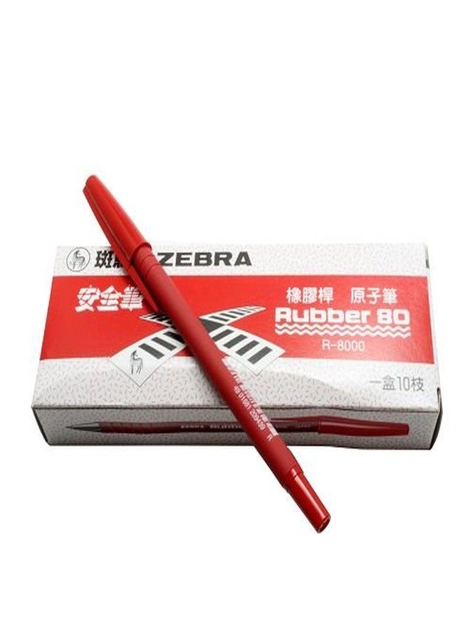 زيبرا تكنولوجيز أقلام حبر جاف زيبرا رابر 80، لون أحمر، موديل R-8000-R، طقم من 10 أقلام - Image 3