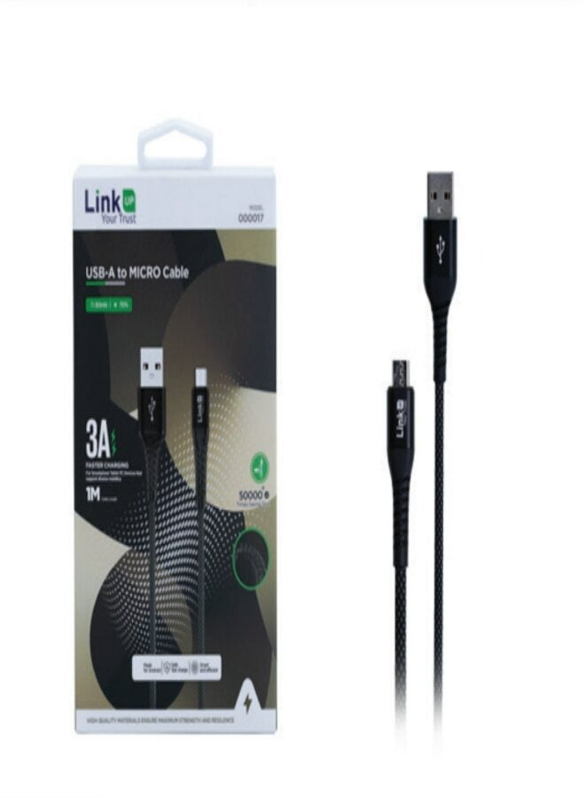 لينك اب كابل USB-A إلى Micro بطول 3 أمبير و1 متر