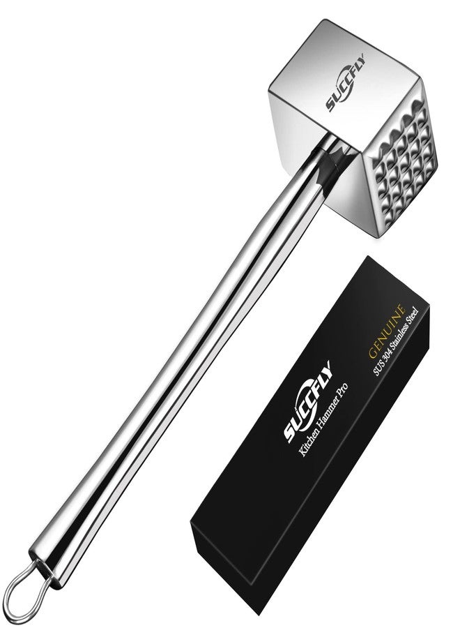 SUCCFLY Meat Tenderizer Stainless Steel, Heavy Duty Meat Hammer, Kitchen Meat Mallet 1.65LB Meat Pounder Flatterner Weighted Hammer Extended Handle for Labor-saving Chicken Steak Meat Tenderizer Tool - Image 1