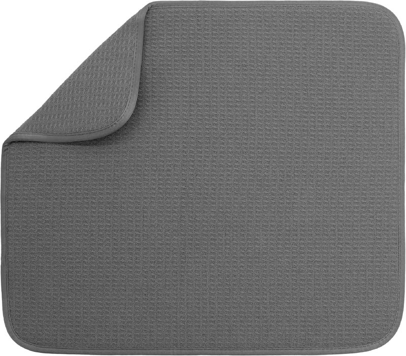 S&T INC. Dish Drying Mat, Highly Absorbent Microfiber Kitchen Counter Mat, Dish Drying Pad for Dishes, Utensils, Pots and Pans, Large 16" x 18", Charcoal - Image 1