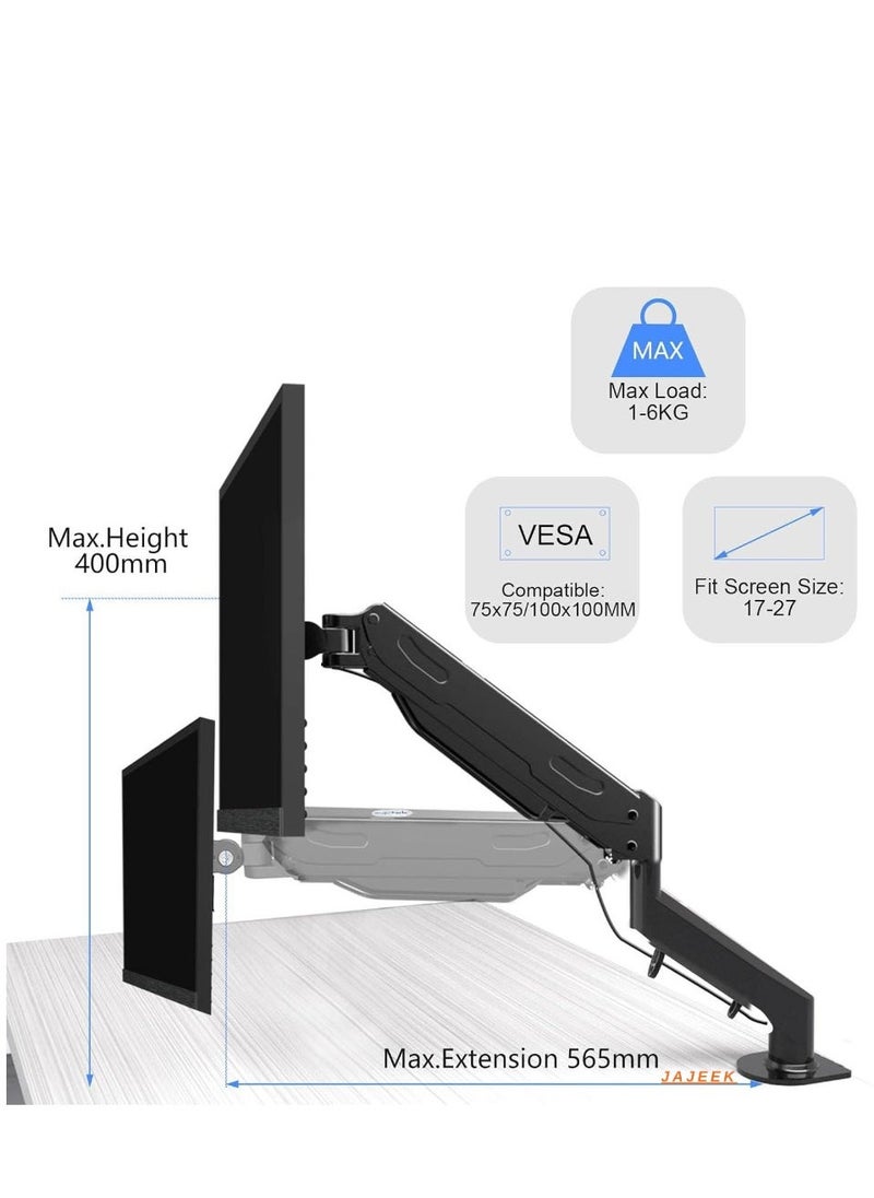 JAJEEK 17-27 Inch LCD Monitor Stand with Gas Spring – Height Adjustable, 360° Rotatable Swivel Monitor Arm, VESA 75x75/100x100mm Compatibility – Ergonomic Desk Mount for Home or Office – Flexible, Sturdy, and Space-Saving  - Image 2