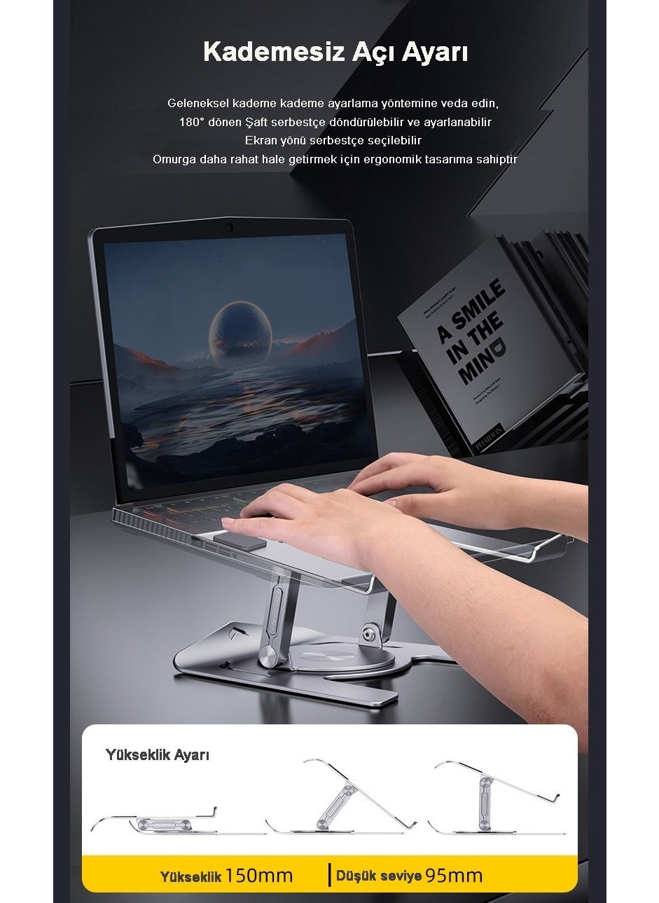 MC-H20-1 Aluminum 360° ROTATING, Folding, Height and Angle Adjustable Laptop, Notebook, Tablet Stand (Silver) - pzsku/Z60C4CACB14F3AB602F0FZ/45/_/1730521030/2f88453e-a678-47e0-8b3a-7b010e64109e