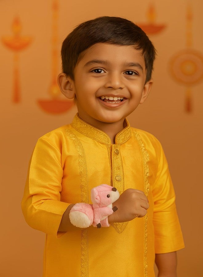 El Regalo Kids Rakhi - Cute Animal Plush Slap Band Rakhi for Boys & Girls | Panda, Shark, Dinosaur & More with Roli Chawal & Rakshabandhan Card | Fun Cartoon Soft Slap Bands for Children (Pink Squirrel) - Image 2