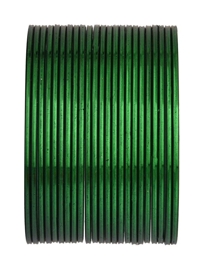 Efulgenz Metal Bangles for Women Indian Jewelry Two Dozen Wedding Bangles Set Plain Glossy Green Bangles Bracelets Bridal Bangle Set Fashion Costume Jewelry Accessories for Women (24 Pcs) Size 2.4 - Image 1