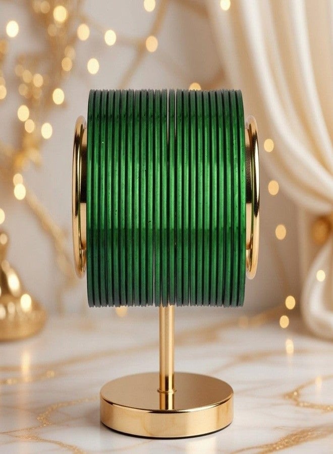 Efulgenz Metal Bangles for Women Indian Jewelry Two Dozen Wedding Bangles Set Plain Glossy Green Bangles Bracelets Bridal Bangle Set Fashion Costume Jewelry Accessories for Women (24 Pcs) Size 2.4 - Image 2