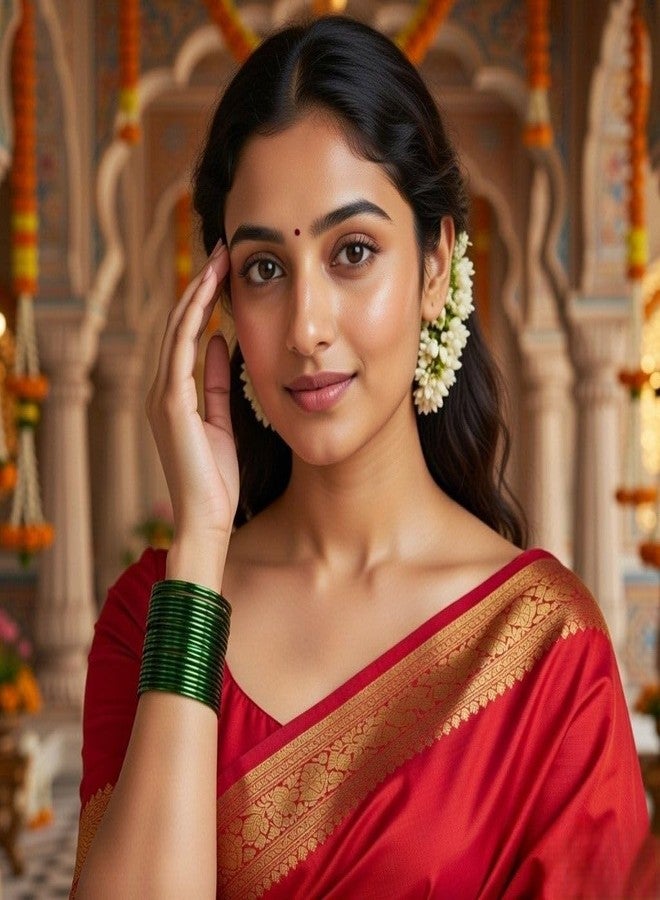 Efulgenz Metal Bangles for Women Indian Jewelry Two Dozen Wedding Bangles Set Plain Glossy Green Bangles Bracelets Bridal Bangle Set Fashion Costume Jewelry Accessories for Women (24 Pcs) Size 2.4 - Image 4