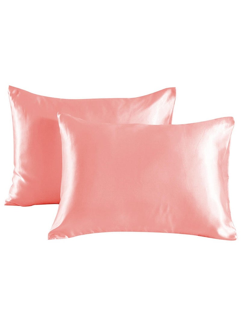 Silk Satin Pillowcase for Hair and Skin Care, Set of 2 Queen Size (51cm x 76cm), Soft Smooth Breathable Silk Pillow Covers, Luxurious Envelop Design  - Image 1